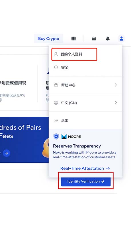 身份验证-NEXO 交易所&个人IBAN账户